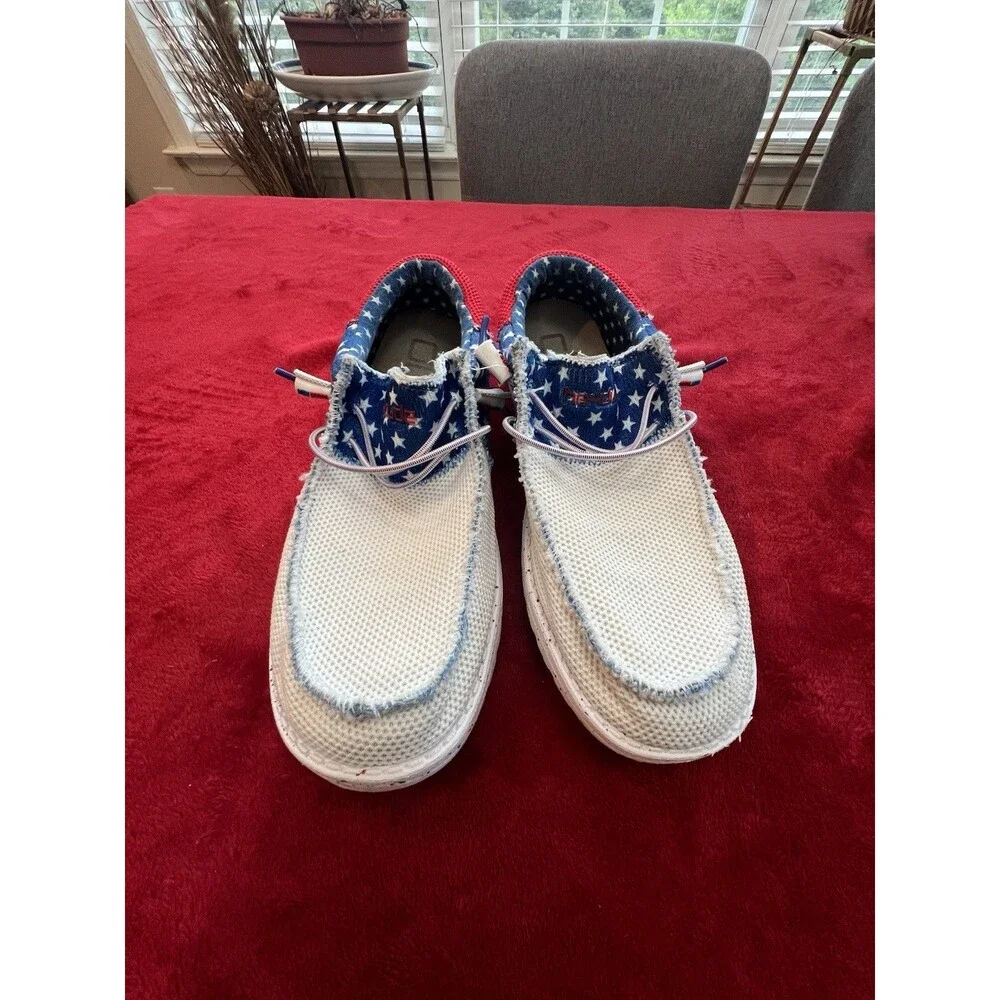 Hey Dude Wally Tri Sox American Pride Loafers Shoe Mens 9 EU 42Patriotic Mesh